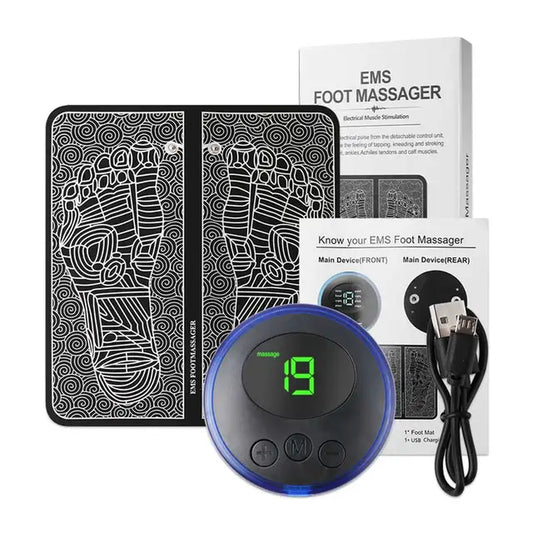 Tens Foot Massager Mat Electric EMS Portable Foldable Pad Relief Pain Reflexology Foot Acupoint Massage Pulse Muscle Stimulation