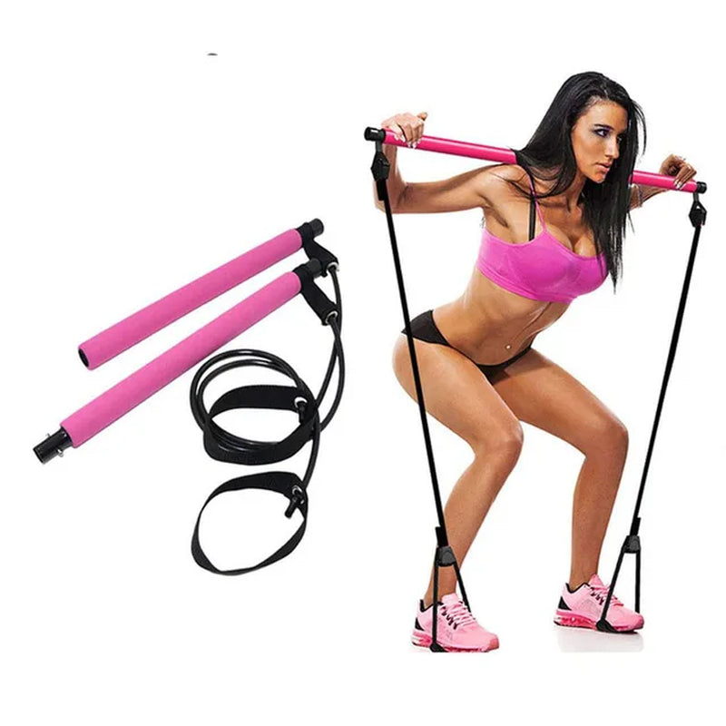 Portable Pilates Bar Kit with Resistance Bands Multifunctional, Yoga Pull Rod Chest Expanding Fitness Workout Bar