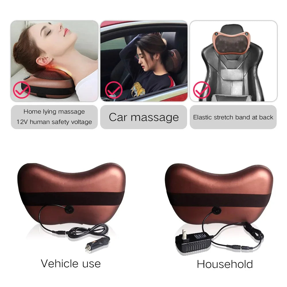 Heating Neck Massage Pillow Shiatsu for Cars Travel