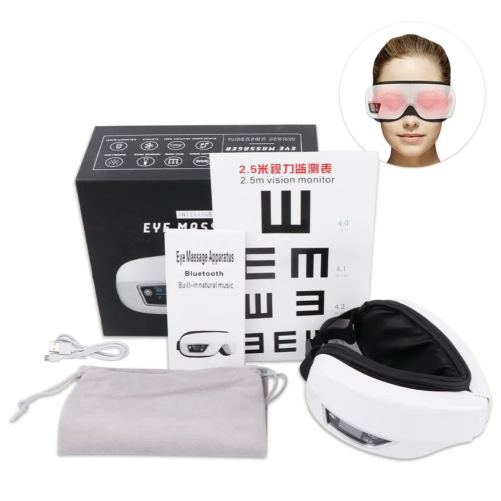 Eye Massager, 6D Smart Airbag Vibration Bluetooth, Eye Care Instrument, Hot Compress Bluetooth Eye Massage, Glasses Fatigue Pouch