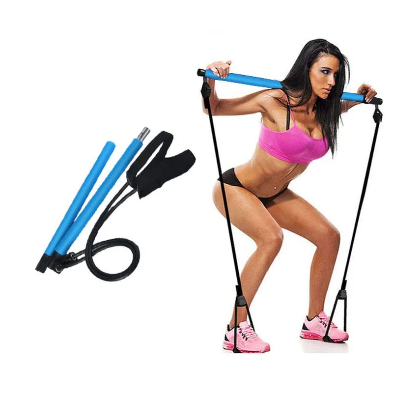 Portable Pilates Bar Kit with Resistance Bands Multifunctional, Yoga Pull Rod Chest Expanding Fitness Workout Bar