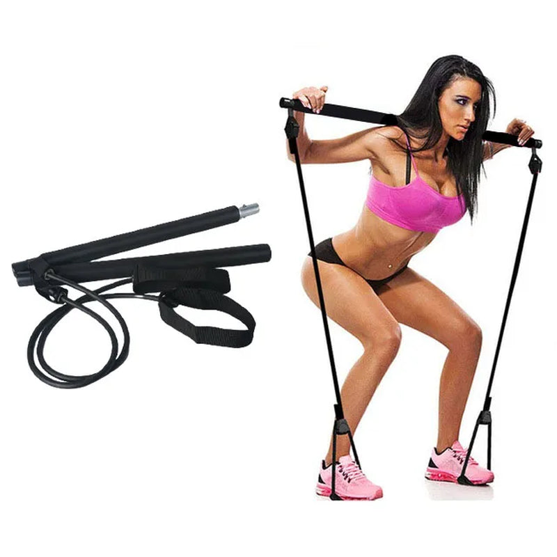 Portable Pilates Bar Kit with Resistance Bands Multifunctional, Yoga Pull Rod Chest Expanding Fitness Workout Bar